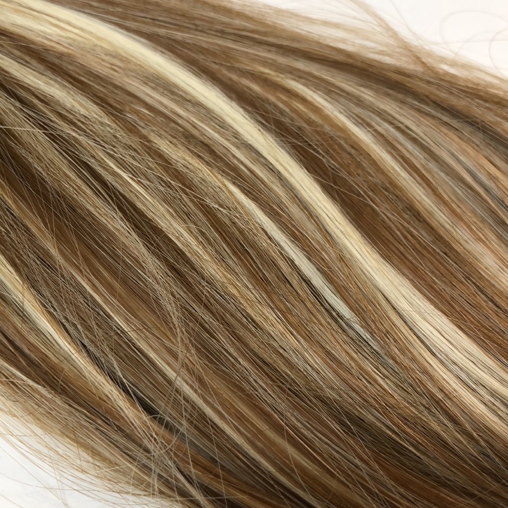 6 pc Human Hair Blonde Balayage Long Straight Hair Extension Clip Ins 24" 6H613#
